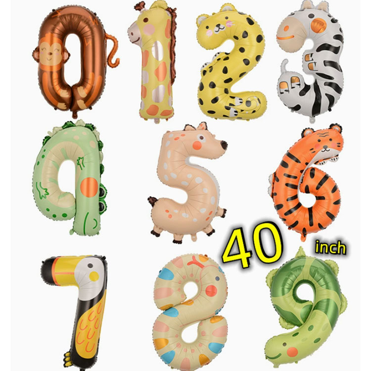 40 colių gyvūnų skaičiaus folijos balionai