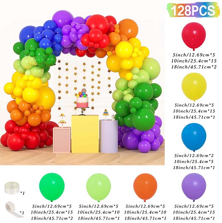 Number of balloons in the rainbow balloon arch sets